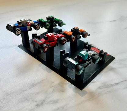 Stativ till 10st Lego F1 Minifig bilar