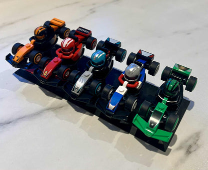 Stativ till 5st Lego MiniFig F1 bilar