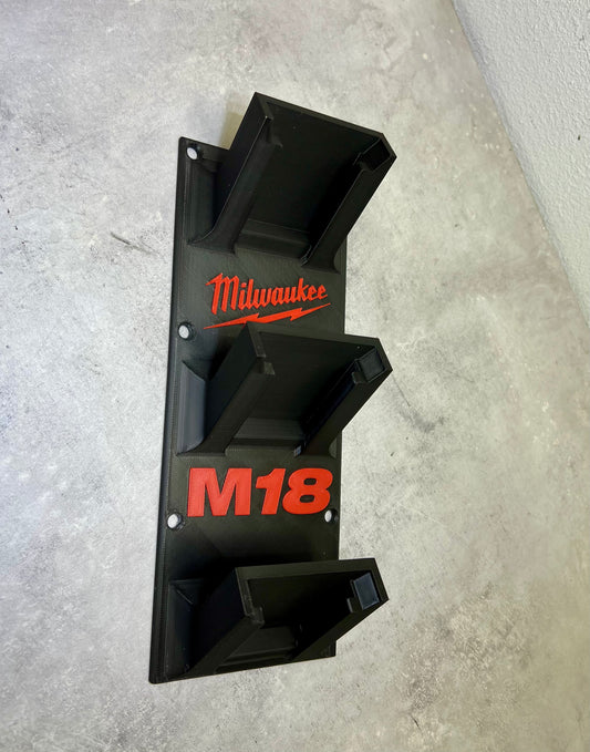 Väggmonterad Batterihållare för 3st Milwaukee M18 Batterier